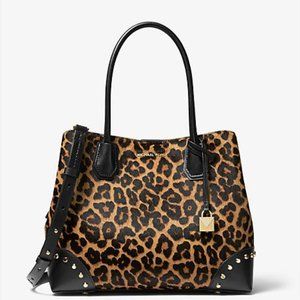 Michael Kors Mercer Gallery Medium Leopard Calf Hair Satchel